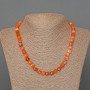 Necklace Carnelian Natural Stone Faceted Cube, diameter 7mm+-, length 47cm+