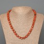 Necklace Red Jasper Natural Stone Faceted Cube, diameter 9mm+-, length 48cm+
