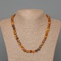 Tiger's Eye Natural Stone Faceted Cube Necklace, diameter 7mm+/-, length 49cm+