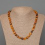 Tiger's Eye Necklace, natural stone faceted cube, diameter 9mm+/-, length 50cm+
