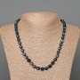 Necklace Blue Cat's Eye Natural Stone Faceted Cube, diameter 7mm+-, length 51cm+