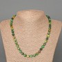 Necklace Green Cat's Eye Natural Stone Faceted Cube, diameter 7mm+-, length 51cm+