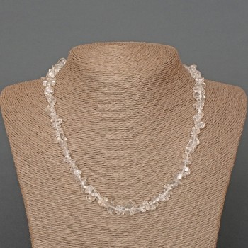 Necklace Rock Crystal Natural Stone Chip, diameter 6x3mm+-, length 48cm+