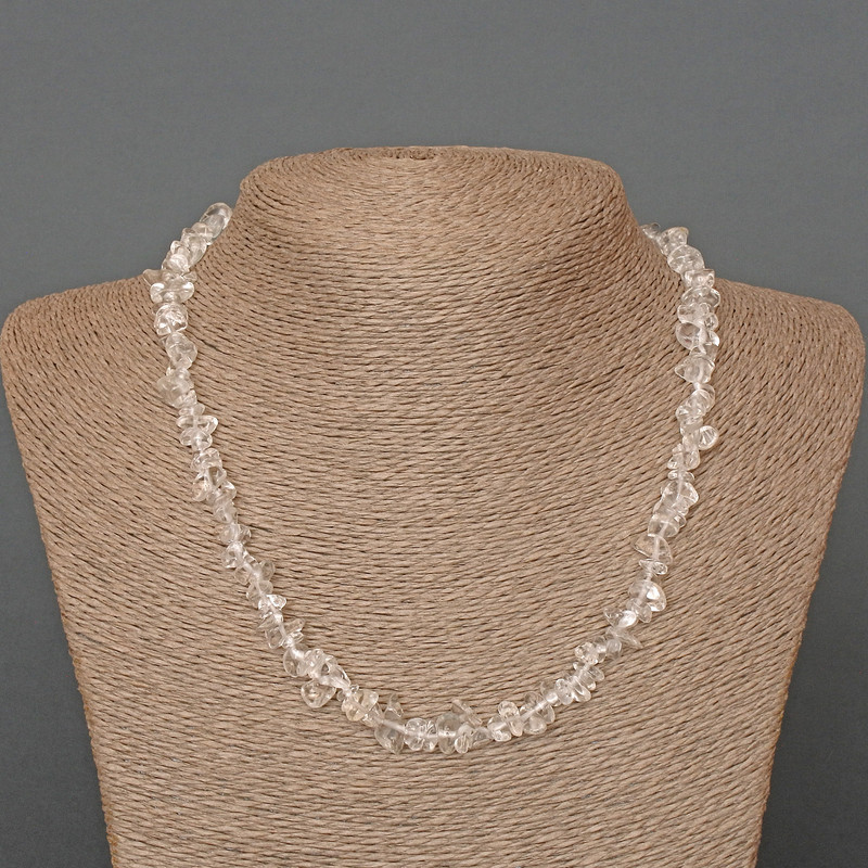 Necklace Rock Crystal Natural Stone Chip, diameter 6x3mm+-, length 48cm+