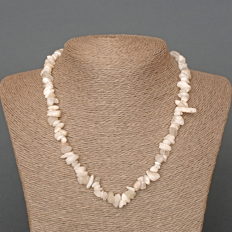 Adularia Necklace, natural stone chip, diameter 8x4mm+/-, length 47cm+