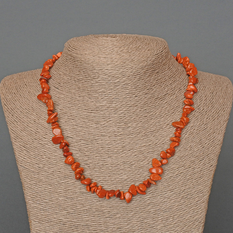 Aventurine "Golden Sand" (Synthetic) Necklace, chip, diameter 8x3mm+/-, length 45cm+