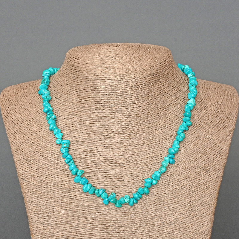 Howlite Dyed to Resemble Turquoise Necklace, chip, diameter 7x4mm+/-, length 47cm+