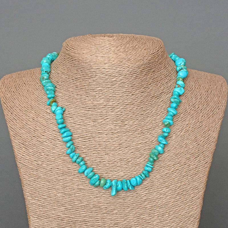 Howlite Dyed to Resemble Turquoise Necklace, chip, diameter 8x4mm+/-, length 47cm+