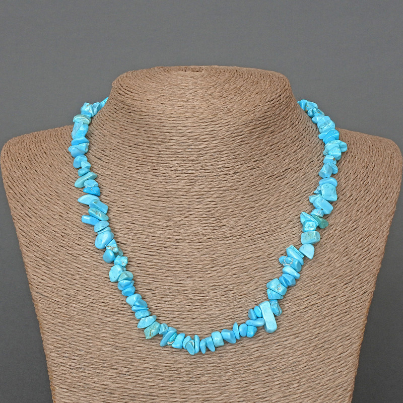 Turquoise (Synthetic Quartz) Necklace, chip, diameter 7x3mm+/-, length 46cm+