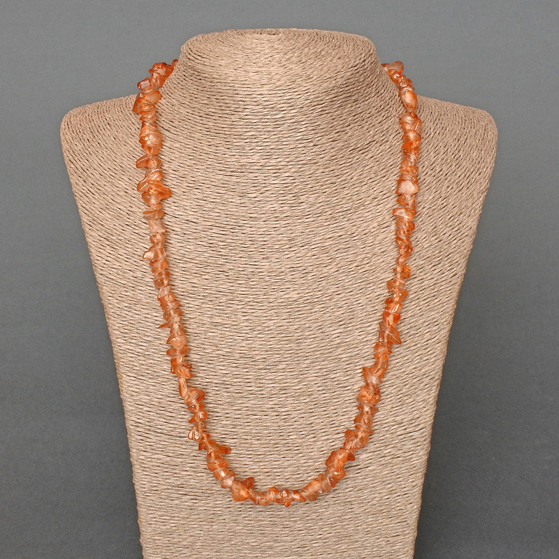 Tinted Quartz Necklace, chips, diameter 8x4mm+/-, length 57-62cm+