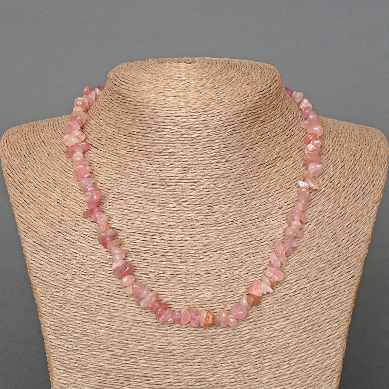 Tourmalinated Quartz Necklace, Natural Stone Chips, Diameter 8x3mm+/-, Length 47cm+