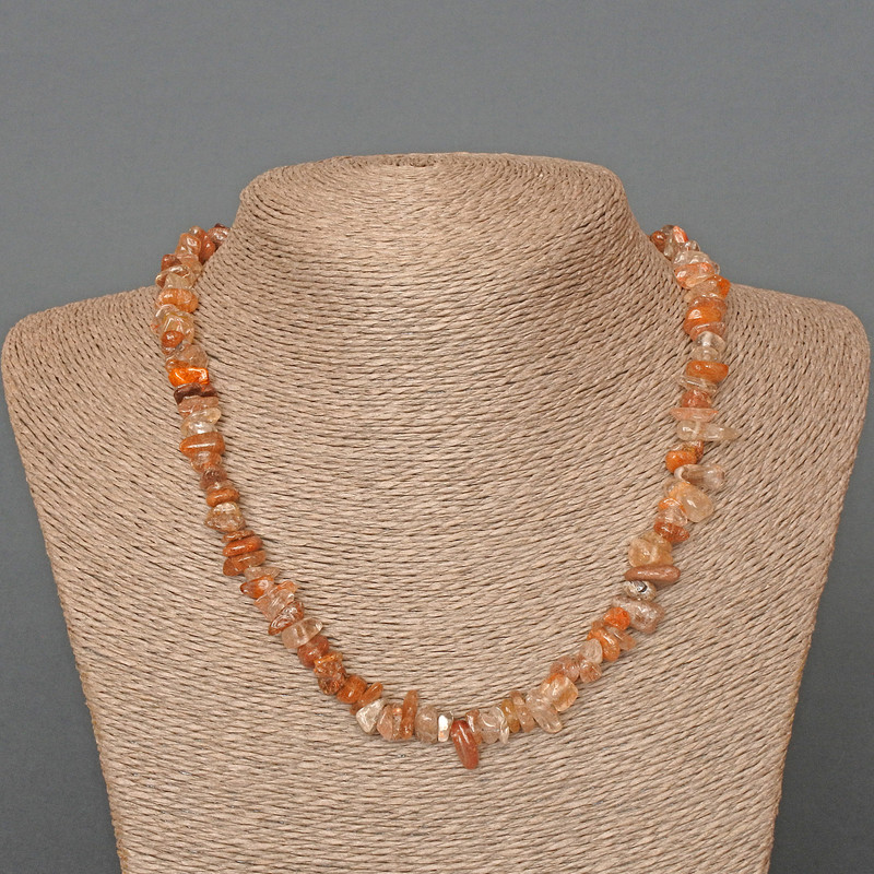 Rutilated Quartz Necklace, natural stone chip, diameter 8x3mm+/-, length 46cm+