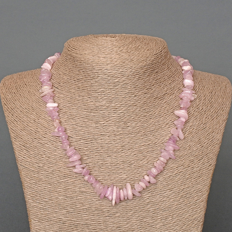 Kunzite Necklace, natural stone chips, diameter 9x4mm+/-, length 48cm+