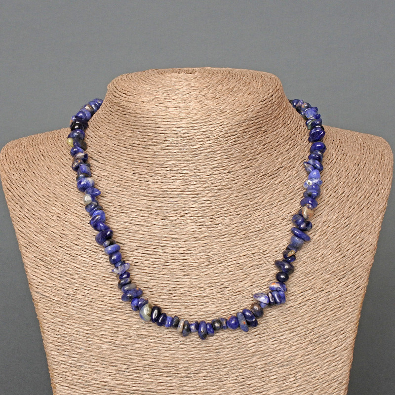 Sodalite Natural Stone Chip Necklace, diameter 8x4mm+/-, length 47cm+
