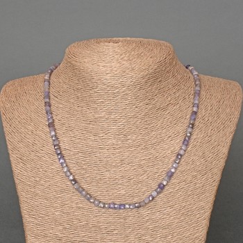 Iolite Necklace, natural stone faceted cube, diameter 4mm+/-, length 48cm+