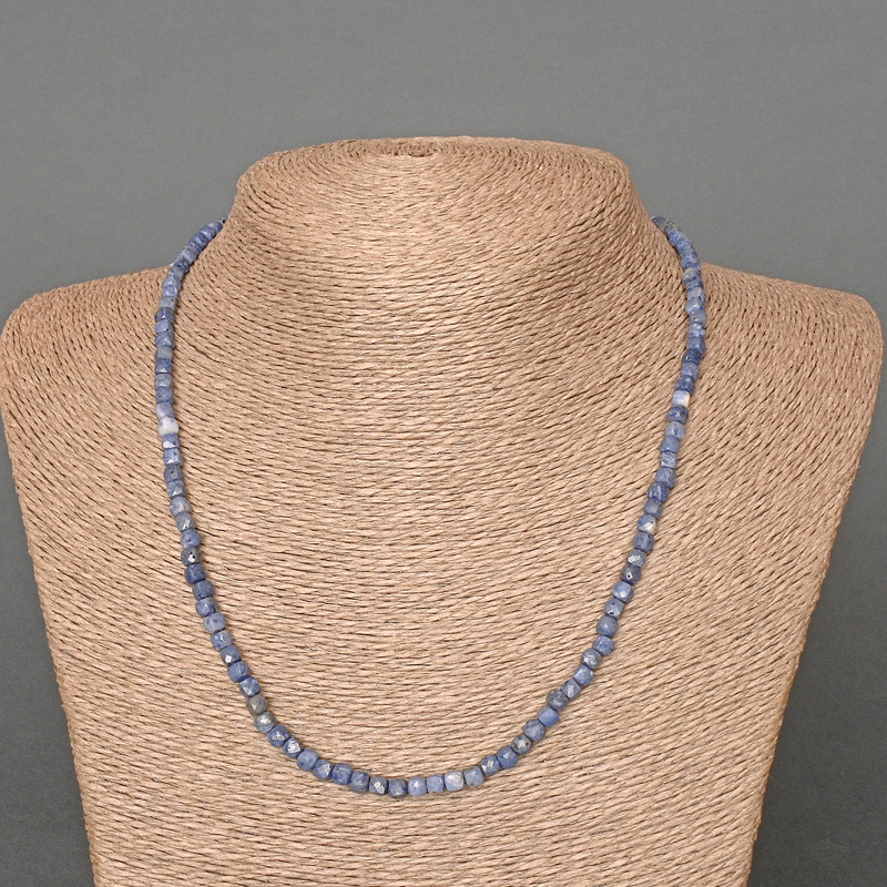 Sponge Coral Necklace, natural faceted cube, diameter 4mm+/-, length 47cm+