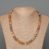 Sunstone Necklace, natural faceted cube, diameter 8mm+/-, length 50cm+/- with seed beads