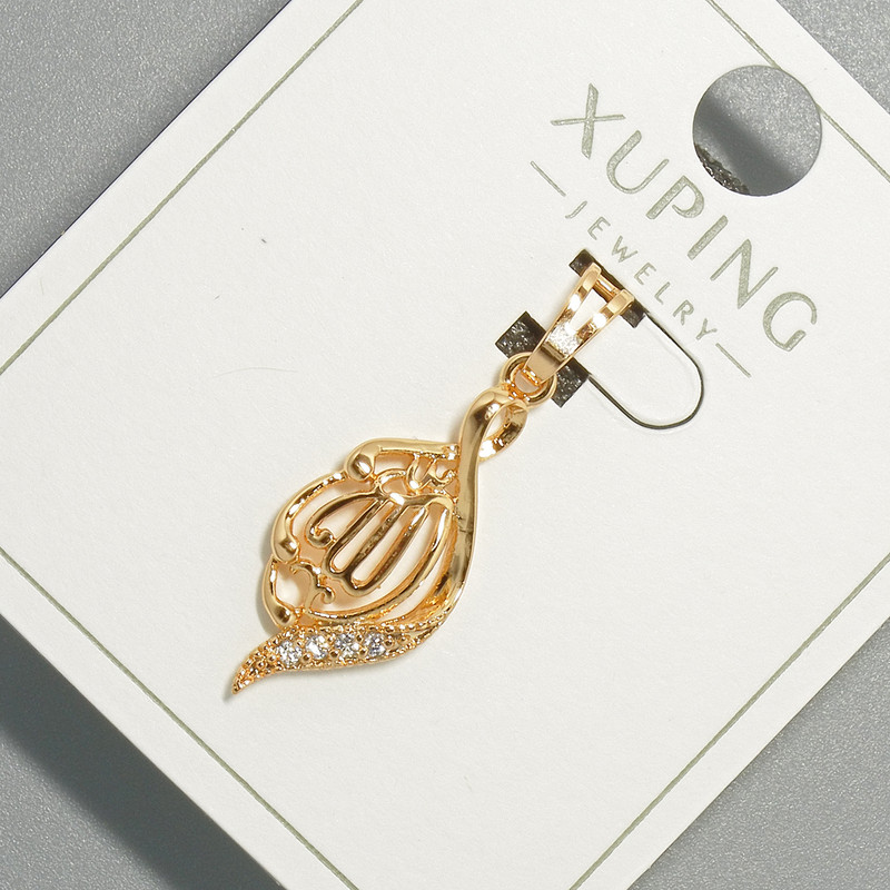 Xuping "Sura" Pendant with white rhinestones, diameter 10.5x22mm+/-, length 30mm+/- 18K gold plating