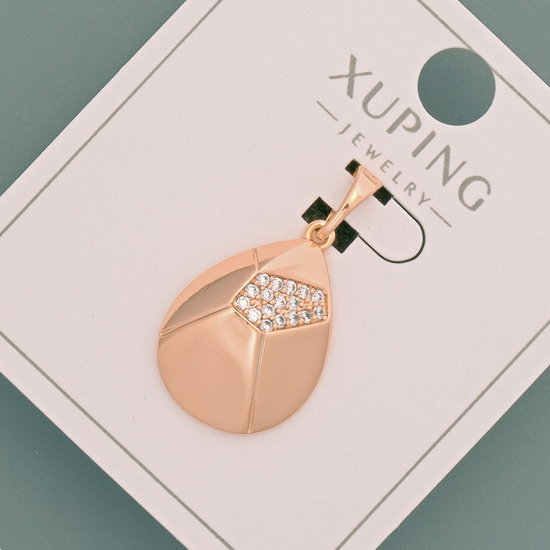 Xuping Pendant with White Rhinestones, diameter 15x19mm+/-, length 26.5mm+/- 18K gold plating