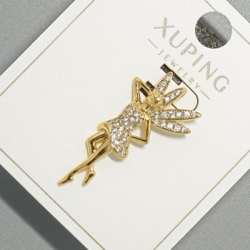 Pendant "Fairy" Xuping with white rhinestones, diameter 15x29.5mm+/-, length 29.5mm+/- 18K gold plating