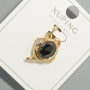 Xuping "Teapot" Pendant with White Rhinestones and Black Crystal, diameter 20.5x14mm+/-, length 20mm+/- 18K gold plated