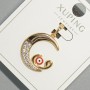Xuping "Moon Eye" Pendant with White Rhinestones and Red Enamel, diameter 18.5x19.5mm+/-, length 26mm+/- 18K gold plated
