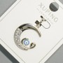 Xuping "Moon Eye" Pendant with White Rhinestones and Blue Enamel, diameter 18.5x19.5mm+/-, length 26mm+/- rhodium