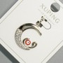 Xuping "Moon Eye" Pendant with White Rhinestones and Red Enamel, diameter 18.5x19.5mm+/-, length 26mm+/- rhodium