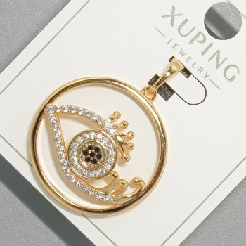"Eye" Pendant Xuping with White and Black Rhinestones, diameter 26mm+-, length 33mm+- 18K gold plated
