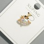 "Heart" Pendant Xuping with Pink Crystal and White Rhinestones, diameter 14x9mm+-, length 16.5mm+- 18K gold plated