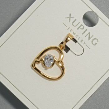 "Heart" Pendant Xuping with White Crystal, diameter 15x14.5mm+-, length 22.5mm+- 18K gold plated