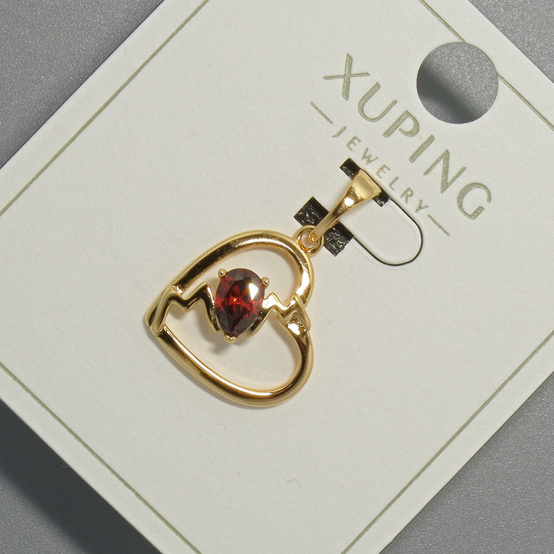 Xuping "Heart" Pendant with Red Crystal, diameter 15x14.5mm+/-, length 22.5mm+/- 18K gold plated