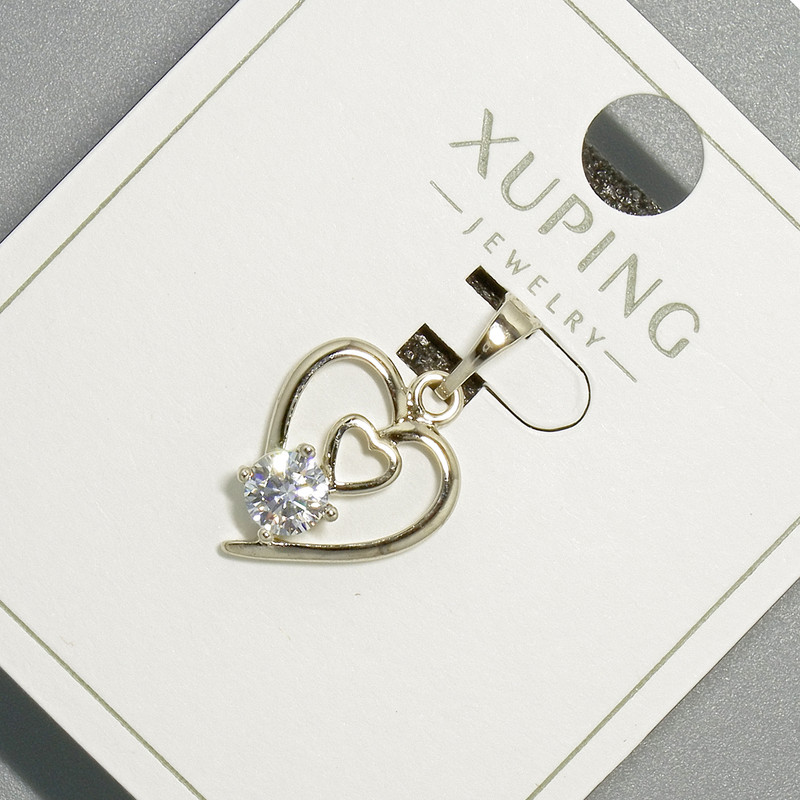 Xuping "Heart" Pendant with White Crystal, diameter 13x17mm+/-, length 22mm+/- rhodium