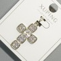 Xuping "Cross" Pendant with White Crystal and Rhinestones, Diameter 18x24mm+/-, Length 32mm+/-, Rhodium Plated