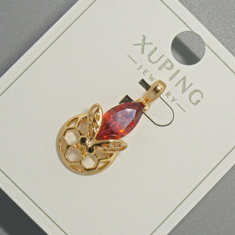 Xuping "Bee" Pendant with Red Crystal, diameter 12x20mm+/-, length 26mm+/- 18K gold plating