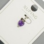 Xuping "Heart" Pendant with Purple Crystal, Diameter 6mm+/-, Length 14mm+/-, Rhodium Plated
