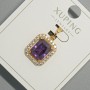 Xuping Pendant with Purple Crystal and White Rhinestones, diameter 13x15mm+/-, length 23mm+/- 18K gold plating