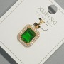Xuping Pendant with Green Crystal and White Rhinestones, diameter 13x15mm+/-, length 23mm+/- 18K gold plating