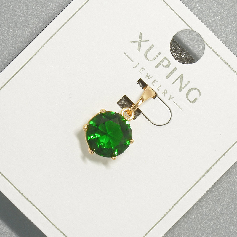 Xuping Pendant with Green Crystal, Diameter 9mm+/-, Length 17mm+/-, 18K Gold Plated