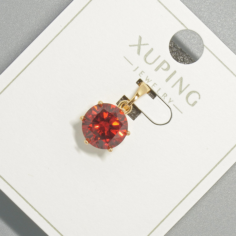 Xuping Pendant with Red Crystal, diameter 9mm+/-, length 17mm+/- 18K gold plating