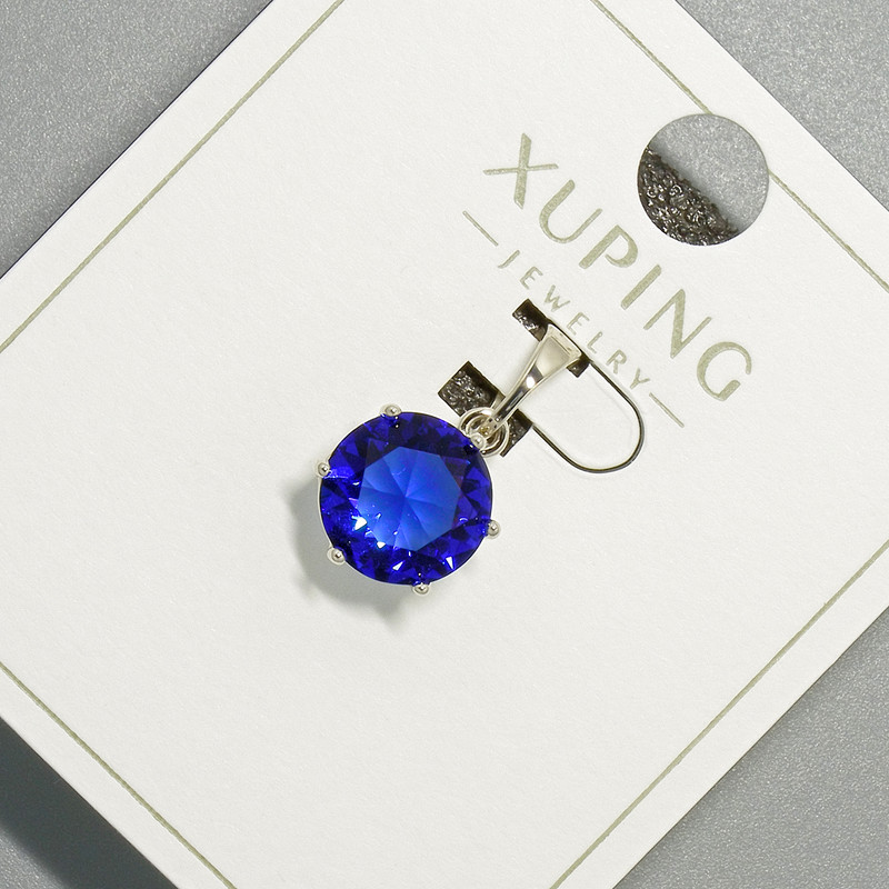 Xuping Pendant with Blue Crystal, diameter 9mm+/-, length 17mm+/- rhodium