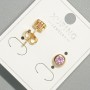 Xuping Stud Earrings with Pink Crystal, round setting, diameter 6mm gold-plated