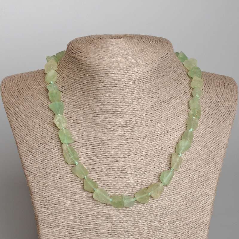 Jade Necklace, Raw Natural Stone Tumbled, d 10x13mm+-, Length 47cm+