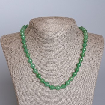 Jade Necklace, Natural Stone Faceted Bead, Diameter 8mm+-, Length 48cm+