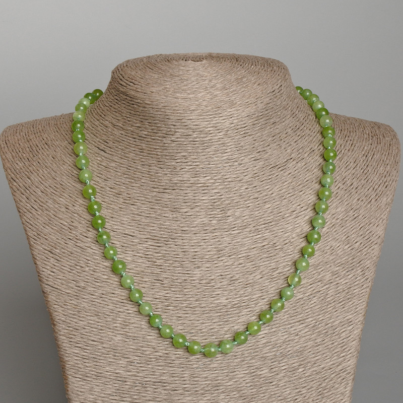 Jade Necklace, Smooth Bead, Diameter 6.5mm+-, Length 50cm+