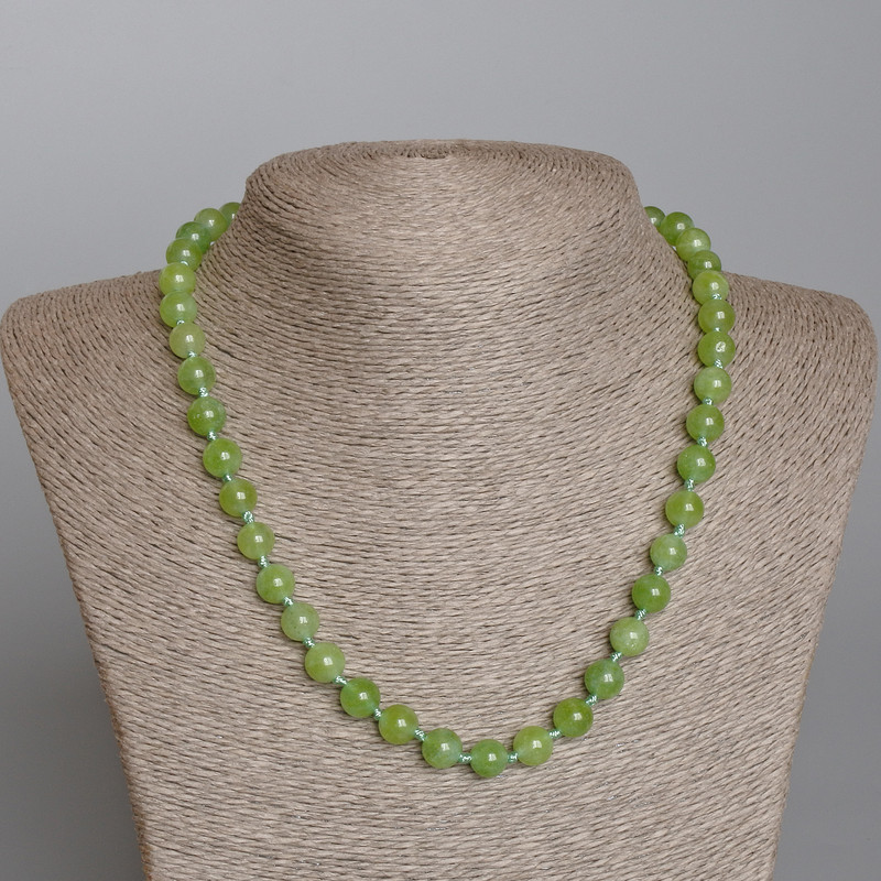 Jade Necklace, Smooth Bead, Diameter 8.5mm+-, Length 50cm+