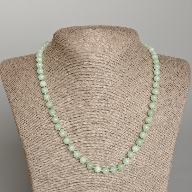 Amazonite Necklace, Natural Stone Smooth Bead, Diameter 6.5mm+-, Length 50cm+