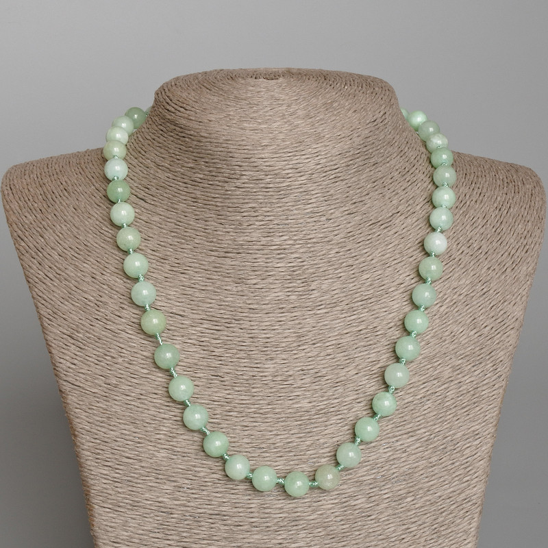 Amazonite Necklace, Natural Stone Smooth Bead, Diameter 8.5mm+-, Length 50cm+