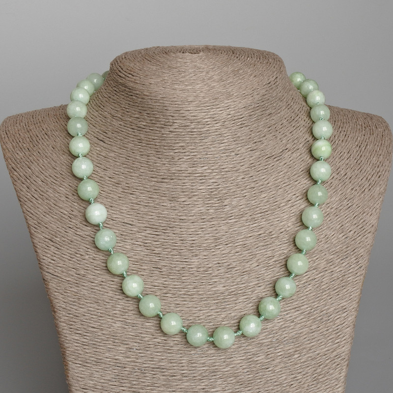 Amazonite Necklace, Natural Stone Smooth Bead, Diameter 10.5mm+-, Length 49cm+