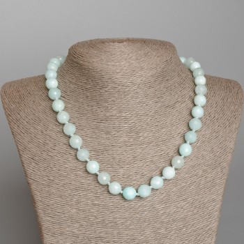 Angelite Necklace, Natural Stone Faceted Bead, Diameter 10mm+-, Length 46cm+
